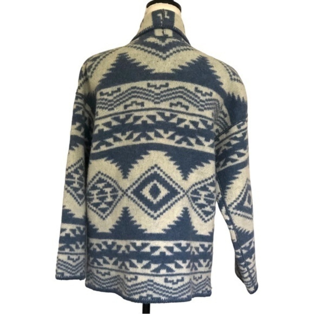 Alps Vintage Knit Button Up Shall Collar Wool Pattern Sweater Size M - Picture 2 of 3